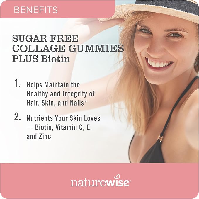 NatureWise Sugar-Free Hydrolyzed Collagen Peptide Gummies 60 Gummies[1-Month Gummies[1-Month Supply]