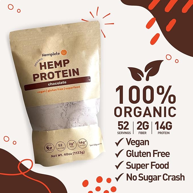 Organic Vegan Hemp Heart Protein Powder, 4 Simple (40oz)