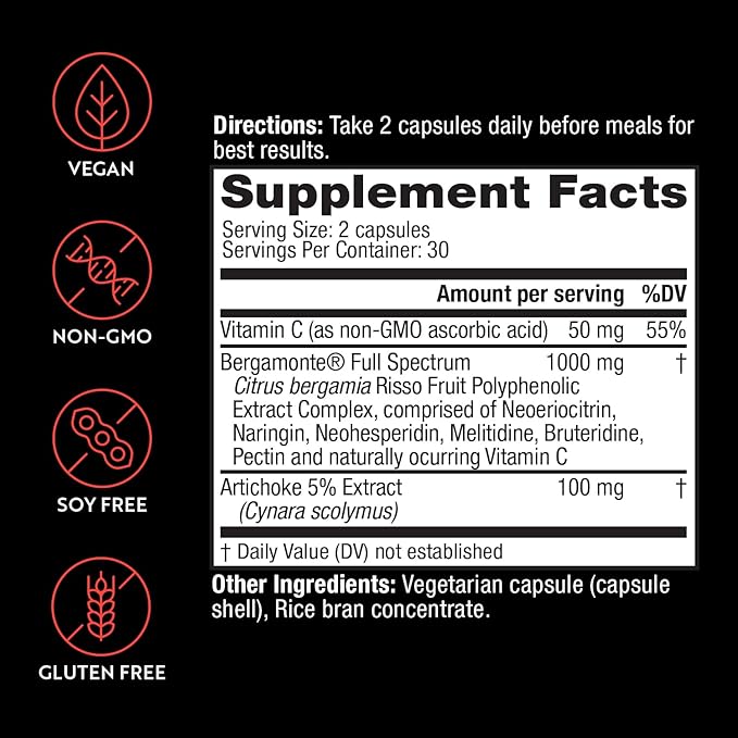 1000mg Patented Bergamot Supplement 60 Count
