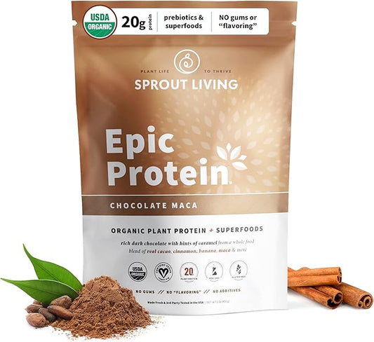 Sprout Living Epic Protein, Plant Based 20 Grams (1 Pound, 12 Servings)