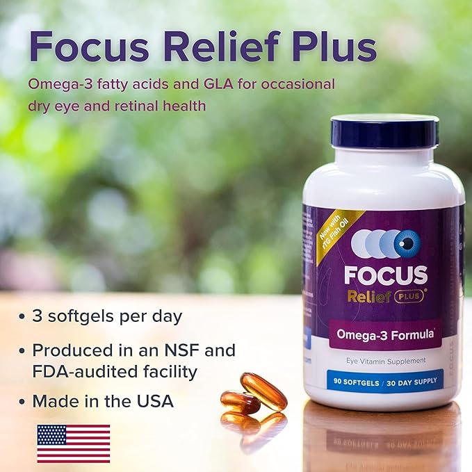 Focus Relief Plus Dry Eye Formula (270 ct. 90 Day 3 Supplement 3 Fish