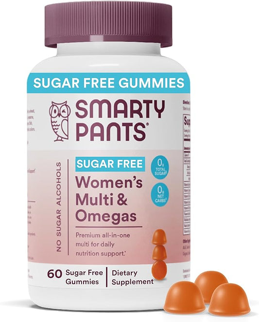 SmartyPants Women's Multivitamin Gummies, Sugar Free: 3 (ALA), D3, C, B12, B6, B6, Vitamin 60 Count (20 Day