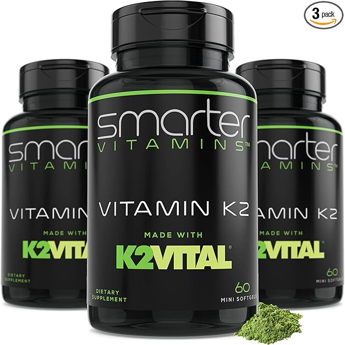 (3 Pack) Smarter Vitamin K2 MK7 100mcg Made K2VITAL and K-2 MK-7 MK-7 Supports 180 Liquid