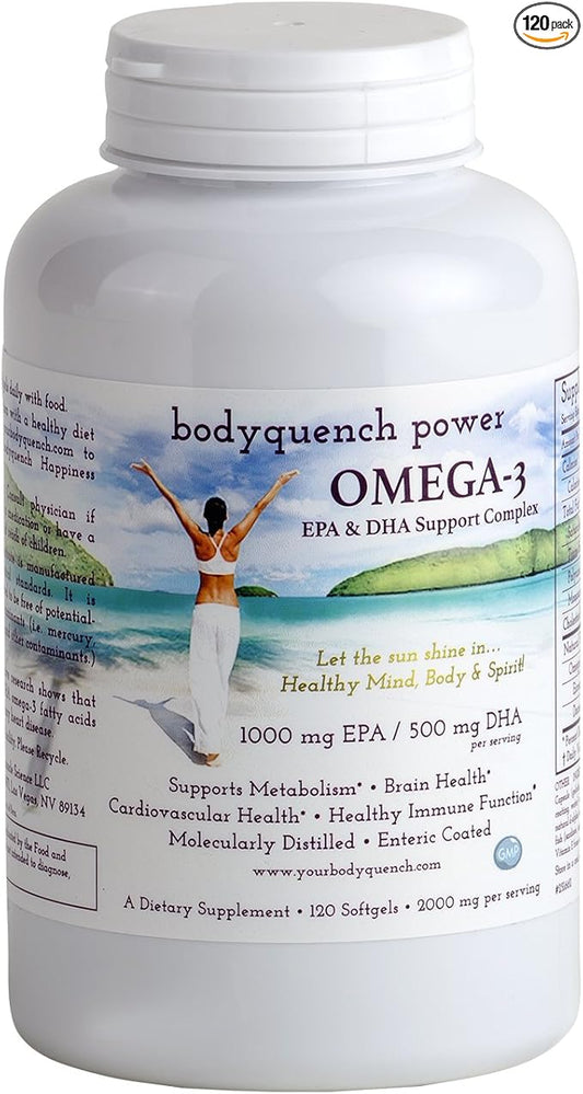Omega-3 High Potency DHA & EPA 2000 mg 1000 mg 500 mg Health,120 Softgels
