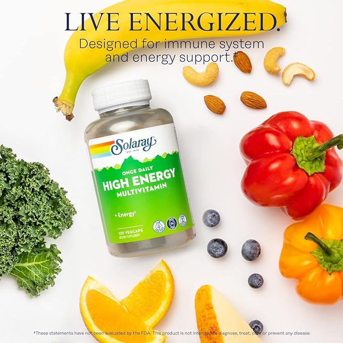 SOLARAY High Energy Multivitamin, No Iron, 1/Day, Timed-Release 120 VegCaps