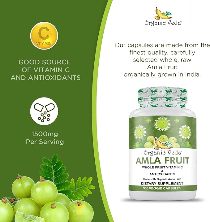Organic Veda Amla Capsules 1500mg, 300 300 Capsules