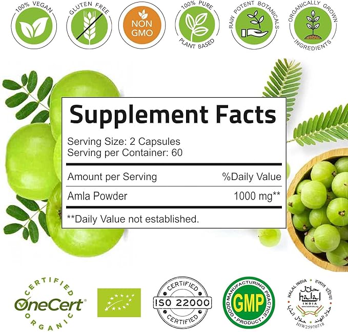 Amla Capsules (Phyllanthus Emblica) – Amalaki 120 Capsules
