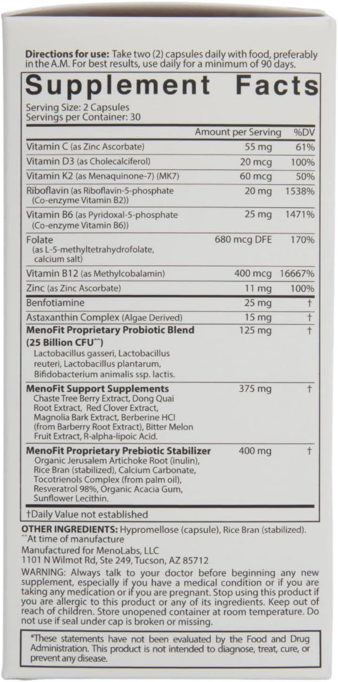 MENOLABS MenoFit - Menopause Supplements 60 Herbal