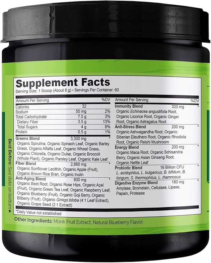 NATURELO Raw Greens Superfood Powder 480 Grams