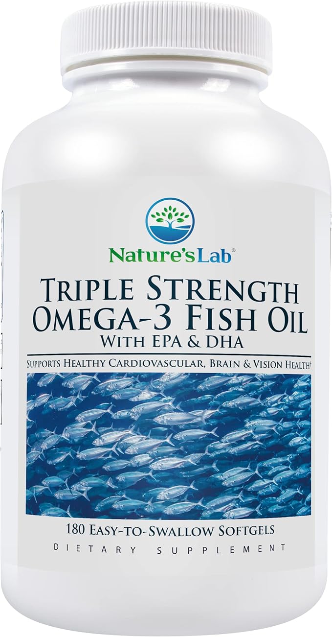 Nature's Lab Triple Strength Omega-3 Fish 180 Softgels (3 Month