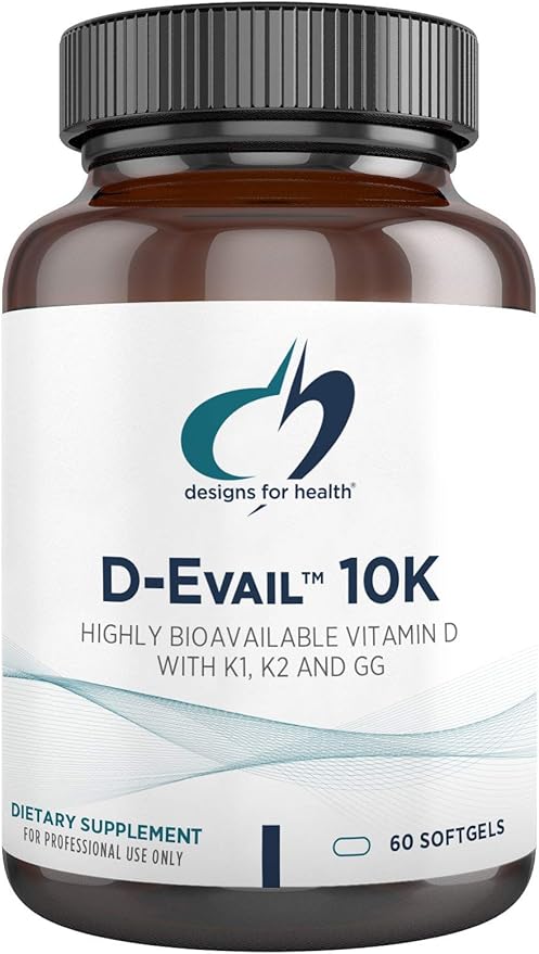Designs for Health D-Evail 10K 10,000 IU (K1, K2 K2 as MK-4) + D3 (60 (60 Softgels)