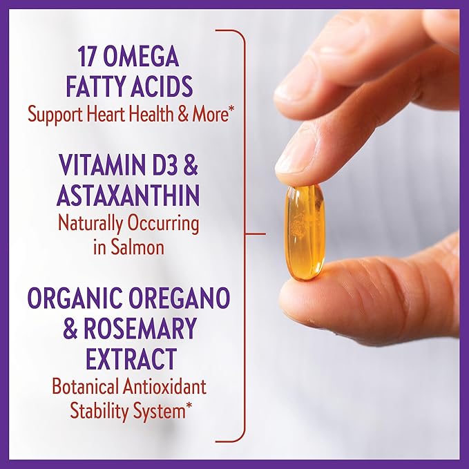 New Chapter Wholemega Fish Oil Supplement Omega-3 + D3 + 120 ct, 1000mg Softgels