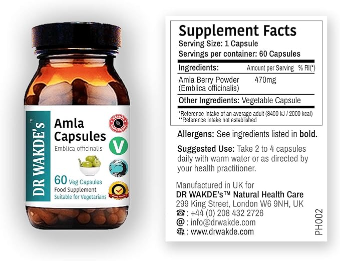 Amla Capsules (Amalaki, Indian Gooseberry, Emblica 60 Veg