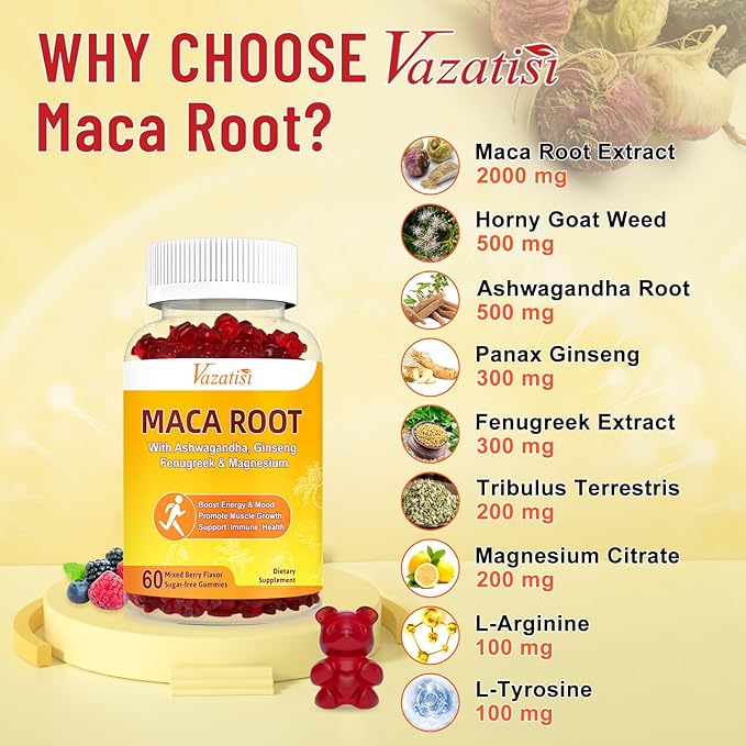 2000 mg Maca Root Gummies 60 Vegan