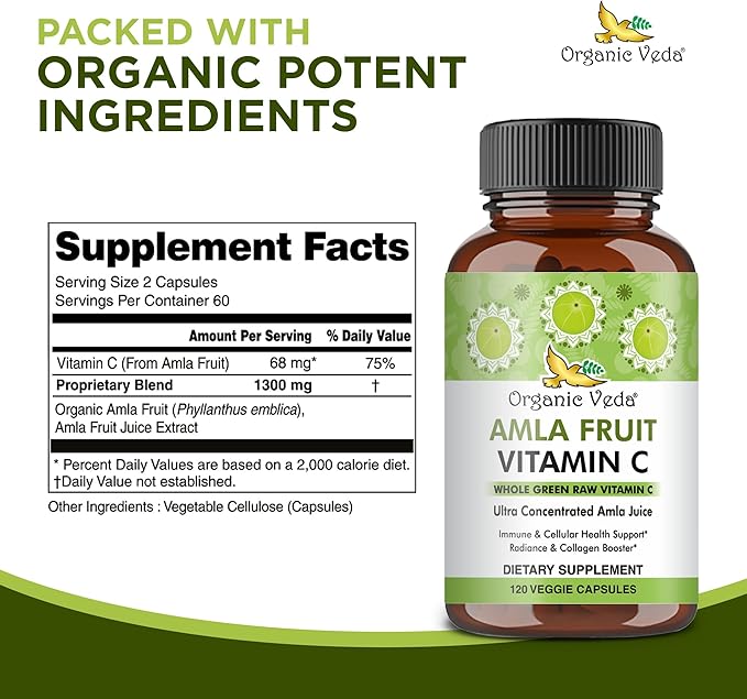 Organic Veda Amla Capsules Natural Vitamin 120