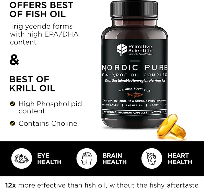 Nordic Pure Fish Roe Oil Complex (60 Fish D3, Choline 3 Supplements