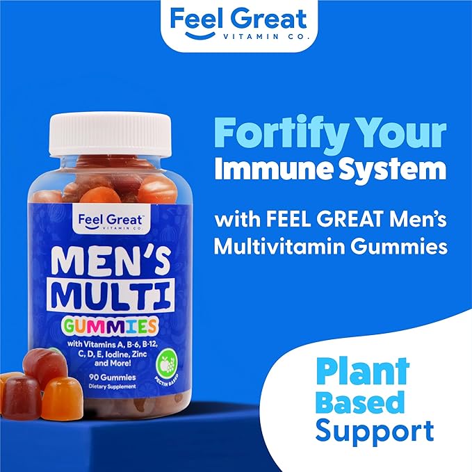 Feel Great Vitamin Co. Men's Multivitamin B-6, B-12, B-12, Biotin, D3, E, 45 Day
