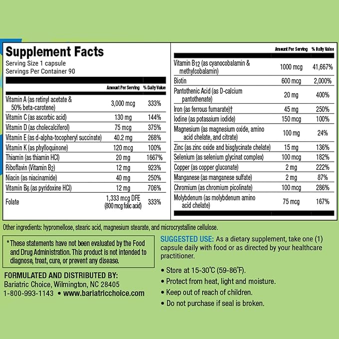 Bariatric Choice Once Daily Bariatric Multivitamin 45 mg (90ct)