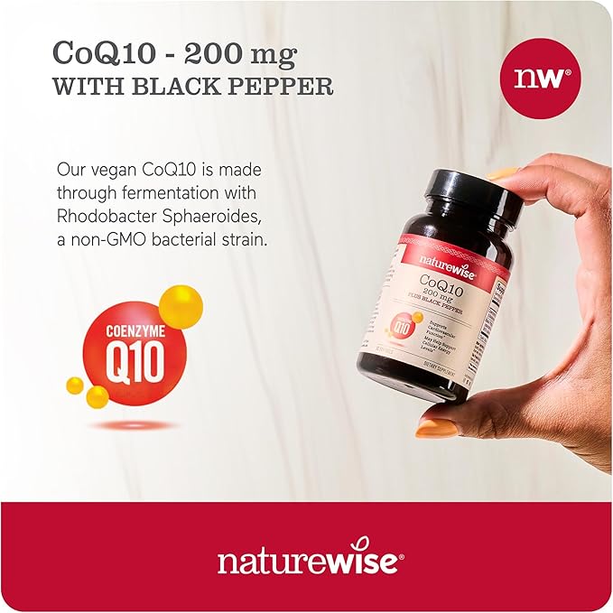 NatureWise CoQ10 200mg Softgels, High Absorption CoQ10 with 90 Softgels[3-Month Softgels[3-Month Supply]
