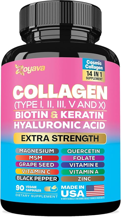 Zoyava Collagen Pills Peptides Types I, (90 Caps)
