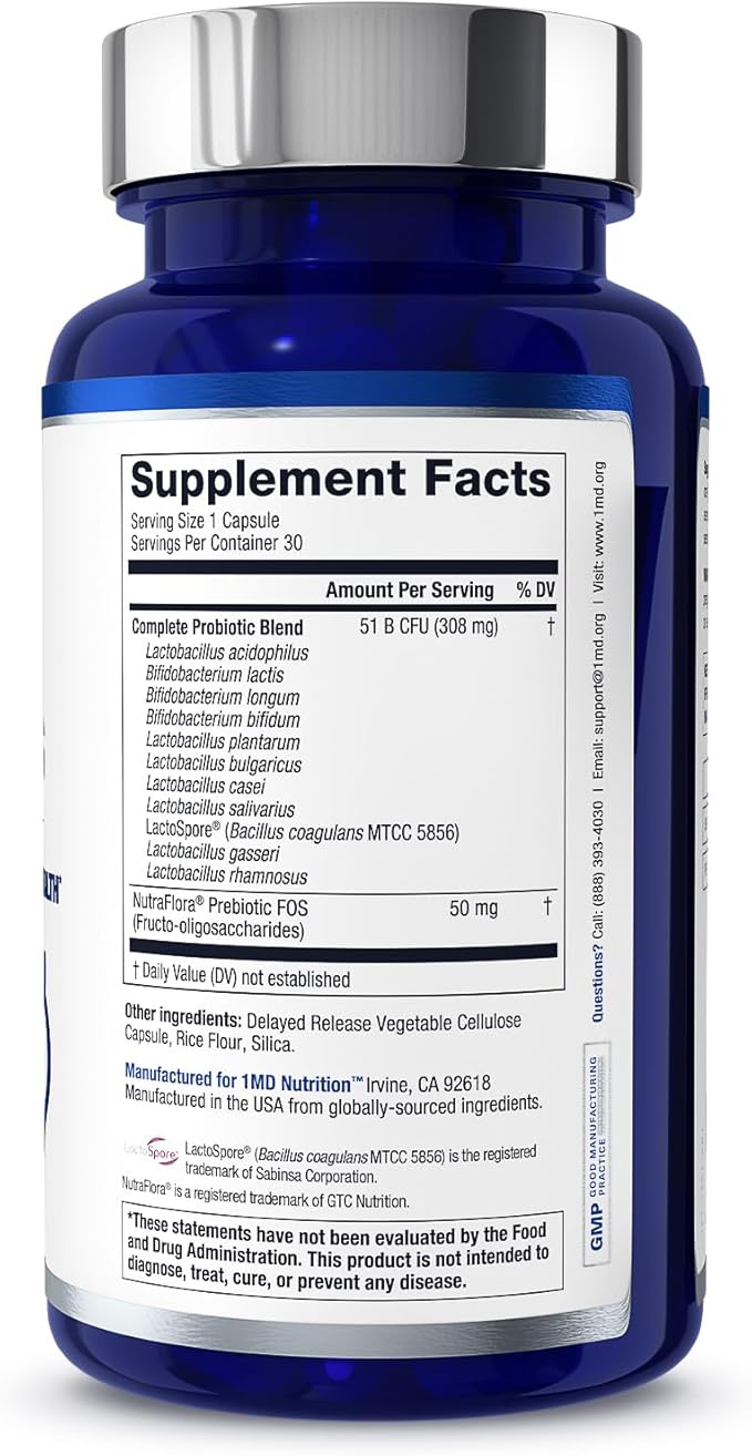 1MD Complete Probiotics Platinum 51 Billion 11 Strains, 30 Vegetable (3-Pack)