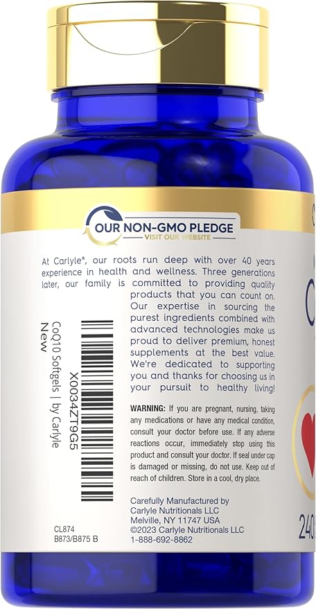 Carlyle CoQ10 100mg 240 Softgels Q-10 |