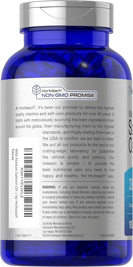 Horbäach Wild Alaskan Salmon Fish Oil 180 Softgel Omega-3 Fatty