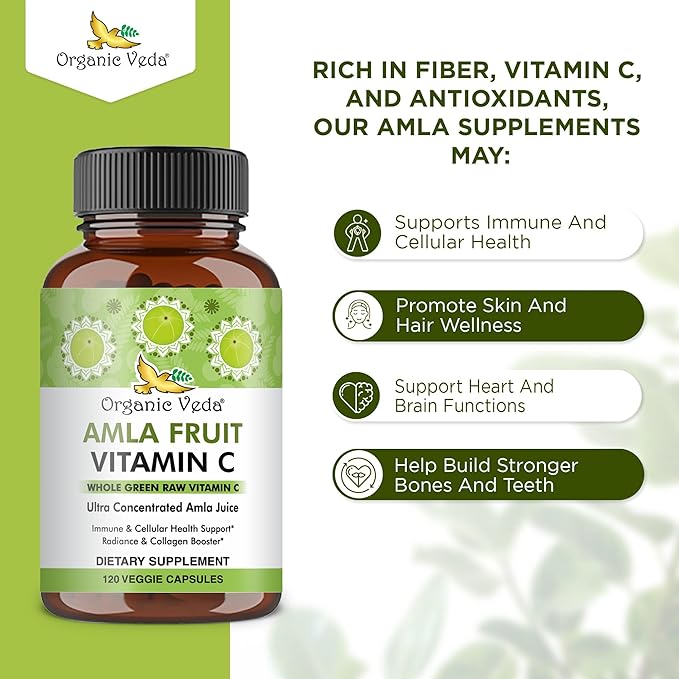 Organic Veda Amla Capsules Natural Vitamin 120