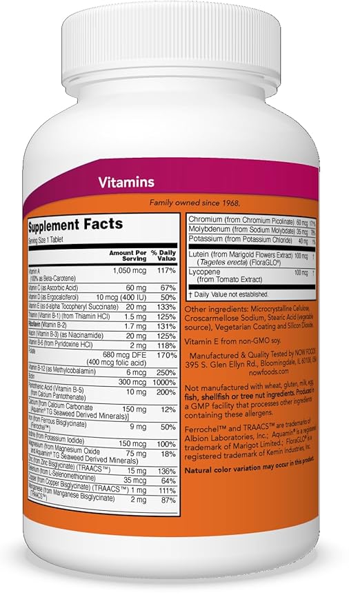 NOW Supplements, Daily Vits™, One Tablet 250 Tablets