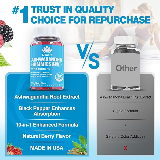2 Pack Ashwagandha Gummies for Immune 2000mg Organic 120 Count