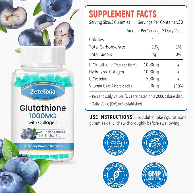 Glutathione Collagen Gummies, Collagen Gummies 60 Count
