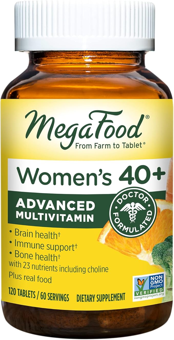 MegaFood Women's 40+ Advanced Multivitamin for Women D3, Vitamin K2 & 120 Tabs (60 servings)