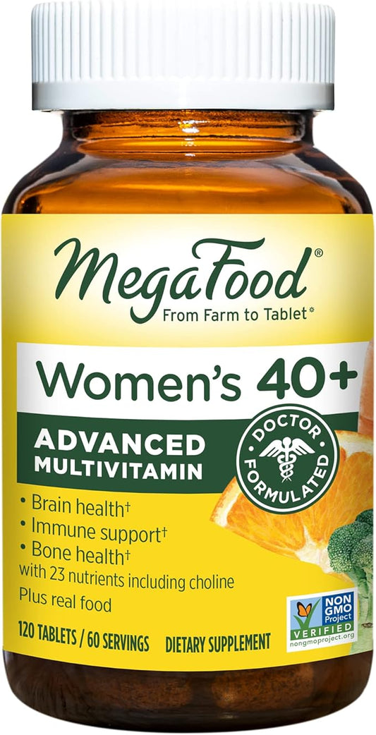 MegaFood Women's 40+ Advanced Multivitamin for Women D3, Vitamin K2 & 120 Tabs (60 servings)