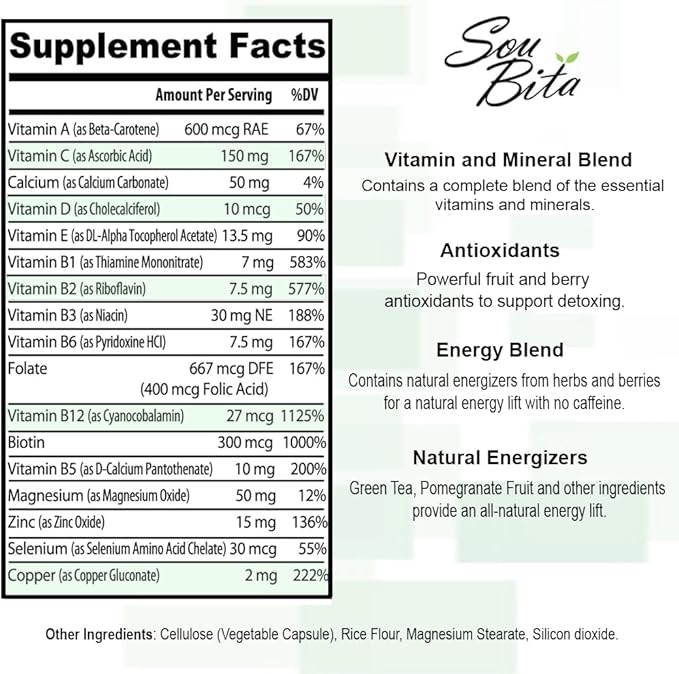 Mens Multivitamin - Daily Multi Vitamins B12, C,