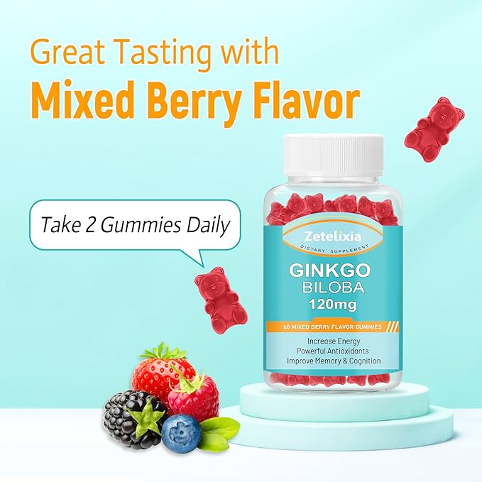 2 Pack Ginkgo Biloba Gummies 120mg 120 Count