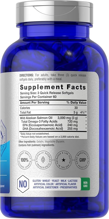 Horbäach Wild Alaskan Salmon Fish Oil 180 Softgel Omega-3 Fatty