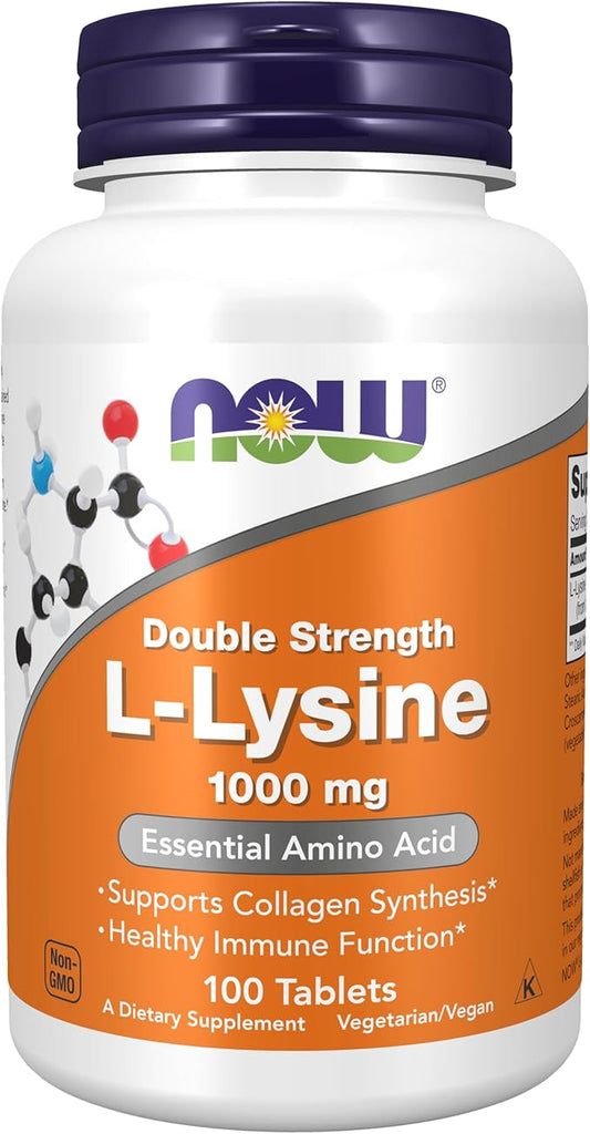 NOW Supplements, (L-Lysine Hydrochloride) 1,000 mg, 100 Tablets