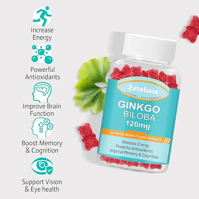 2 Pack Ginkgo Biloba Gummies 120mg 120 Count