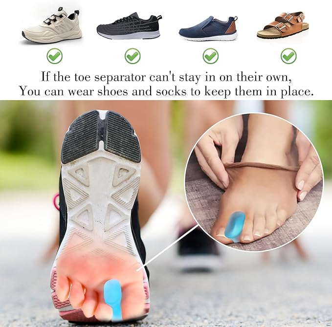 12Pcs Gel Toe Separators Soft Toe (8L+4S) (Blue)