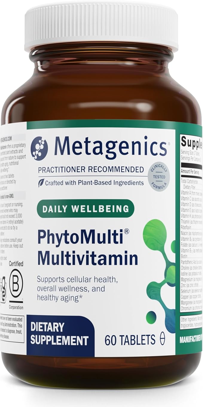Metagenics PhytoMulti Multivitamin Without Iron 20+ Essential B6, Lutein, 60 Tablets