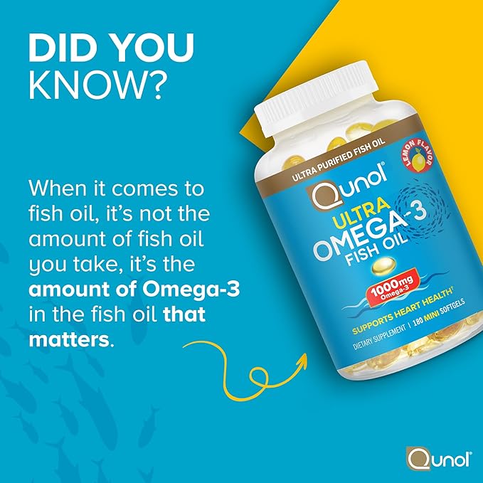 Qunol Fish Oil Omega 3 Mini 1000mg Omega 3 EPA 3 Month 180 Count