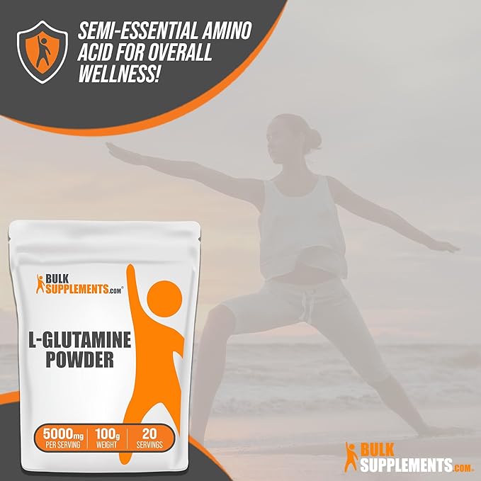 BulkSupplements.com L-Glutamine Powder 5000mg, L 5000mg per 100g (3.5 (3.5 oz) 1)