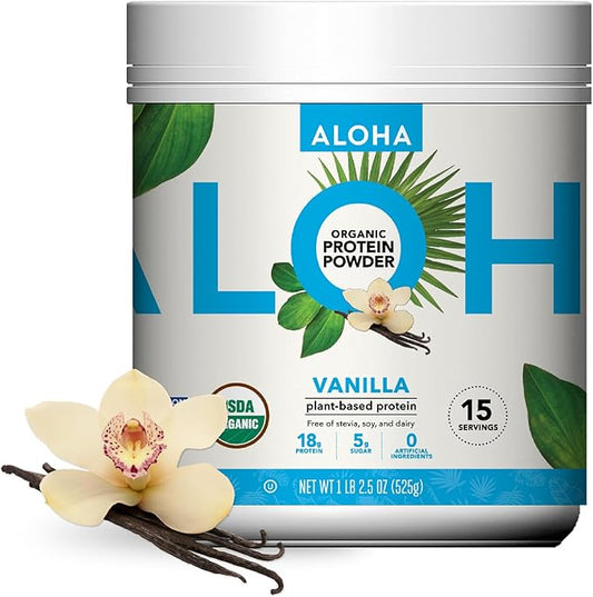 ALOHA Organic Plant Based Protein Powder, 19.6 oz, 15 Servings