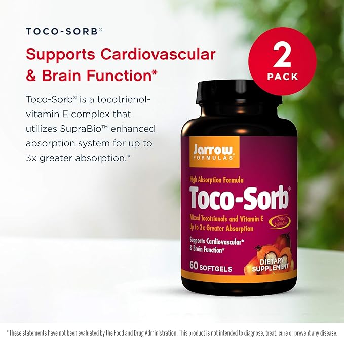 Jarrow Formulas Toco-Sorb 60 Softgels, 2 - 120 Total
