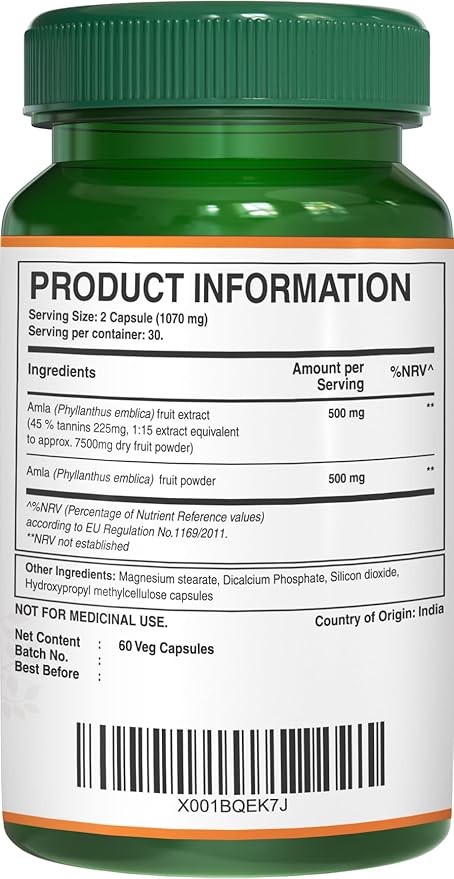 Pure Nutrition Amla Extract 1000mg per 8000mg Amla 60 Veg