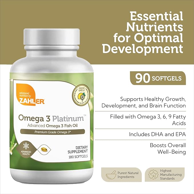 Zahler Omega 3 Fish Oil 3 Supplements 3 Fatty 600 mg 400 mg Omega3 Fish (180 Softgels)