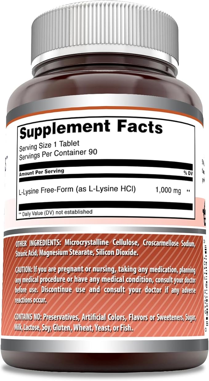 Amazing Formulas L-Lysine 1000mg Amino Acid (90 Count)