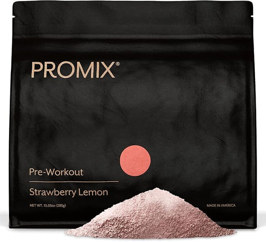 Promix Pre-Workout Powder, Strawberry Lemon B12, Caffeine,