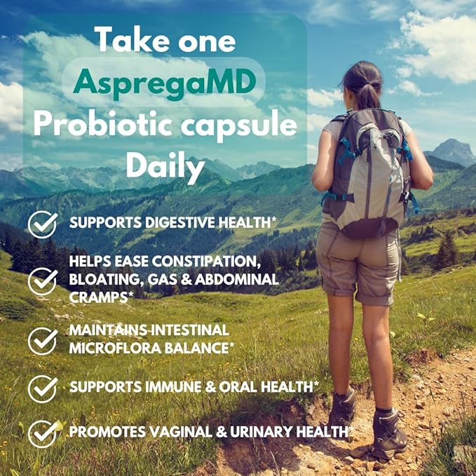 Asprega 30CT - Probiotic + Prebiotic Supplement | 17 Strains, 35 Billion CFUs | Delayed Release | Saccharomyces Boulardii | for Men & Women | by ScimeraMD, 2-Pack