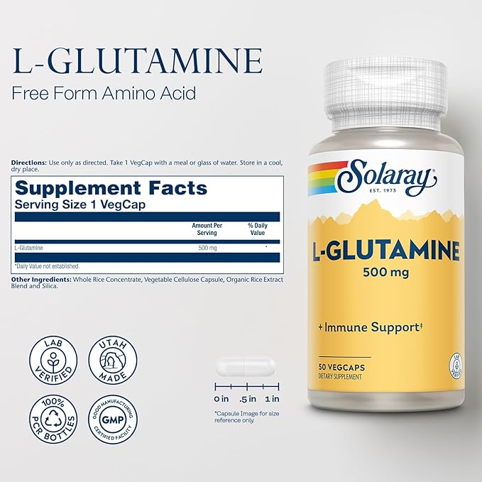 SOLARAY L-Glutamine 500mg 50 VegCaps